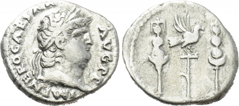 NERO (54-68). Denarius. Rome. 

Obv: IMP NERO CAESAR AVG P P. 
Laureate head ...