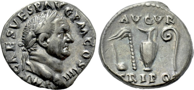 VESPASIAN (69-79). Denarius. Rome. 

Obv: IMP CAES VESP AVG P M COS IIII. 
La...