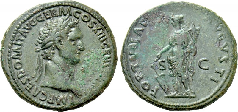 DOMITIAN (81-96). As. Rome. 

Obv: IMP CAES DOMIT AVG GERM COS XIIII CENS PER ...