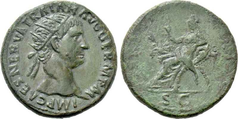 TRAJAN (98-117). Dupondius. Rome. 

Obv: IMP CAES NERVA TRAIAN AVG GERM P M. ...
