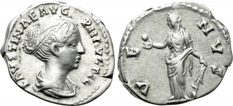 FAUSTINA II (Augusta, 147-175). Denarius. Rome. 

Obv: FAVSTINAE AVG PII AVG F...