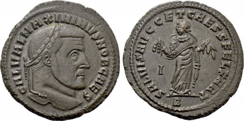GALERIUS (Caesar, 293-305). Follis. Carthago. 

Obv: GAL VAL MAXIMINVS NOB CAE...