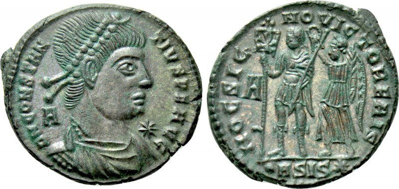 CONSTANTIUS II (337-361). Ae. Siscia. 

Obv: D N CONSTANTIVS P F AVG. 
Diadem...