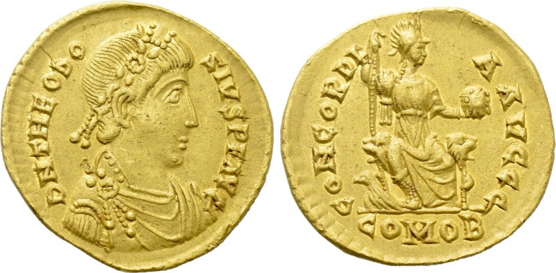 THEODOSIUS I (379-395). GOLD Solidus. Thessalonica. 

Obv: D N THEODOSIVS P F ...