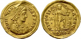 HONORIUS (393-423). GOLD Solidus. Mediolanum.