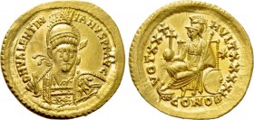 VALENTINIAN III (425-455). GOLD Solidus. Constantinople.