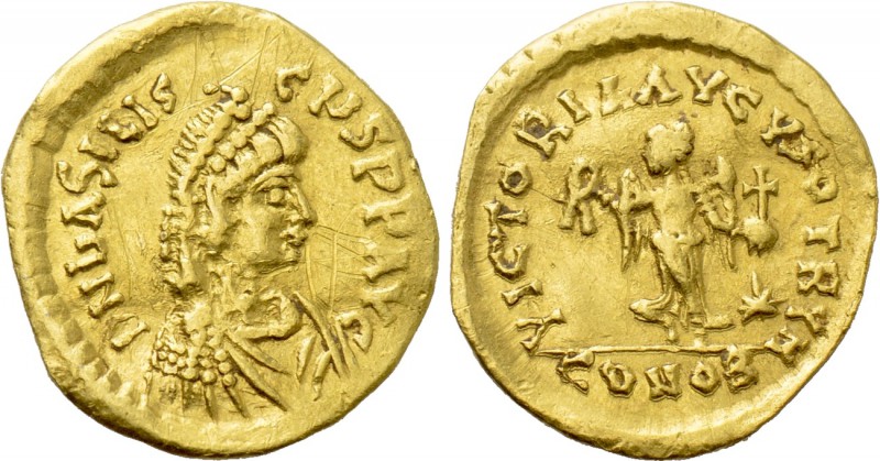 BASILISCUS (475-476). GOLD Tremissis. Constantinople mint. 

Obv: D N BASILISC...
