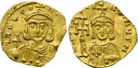 LEO III THE ISAURIAN with CONSTANTINE V (717-741). GOLD Tremissis. Syracuse.