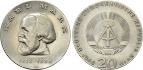 GERMANY. Democratic Republic. 20 Mark (1968). Commemorating the 150th anniversary of the birth of Karl Marx.