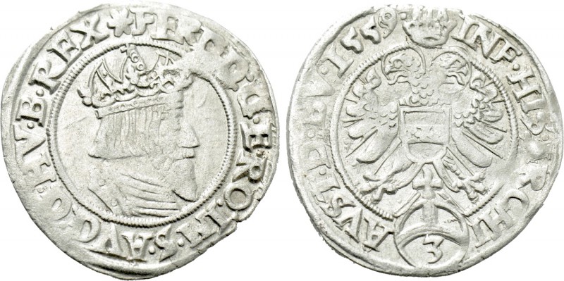 HOLY ROMAN EMPIRE. Ferdinand I (1521-1564). 3 Groschen (1559). Wien (Vienna). 
...