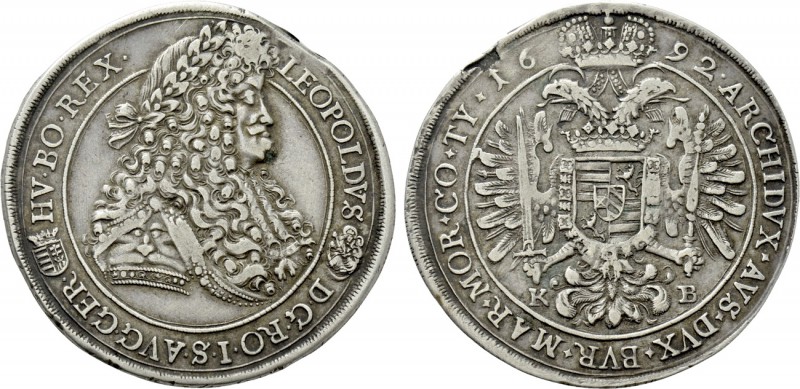 HOLY ROMAN EMPIRE. Leopold I (1657-1705). Reichstaler (1692-KB). Körmöcbánya (Kr...
