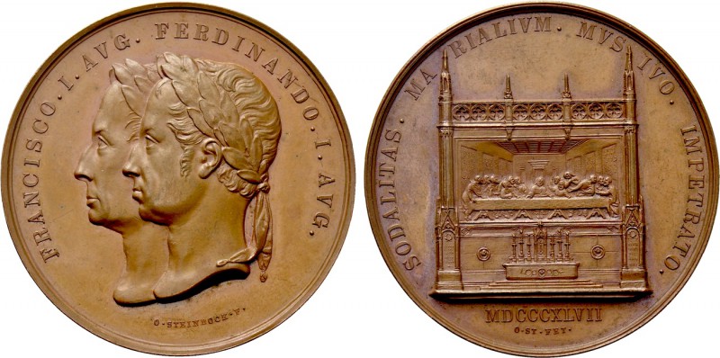 AUSTRIA. Ferdinand I with Franz I (1835-1848). Bronze Medal (1847). By O. Steinb...