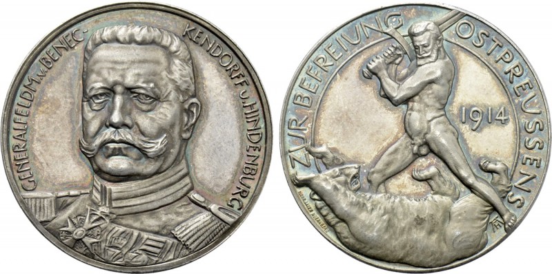GERMANY. Generalfeldmarschall Paul von Hindenburg (1847-1934). Silver Medal (191...