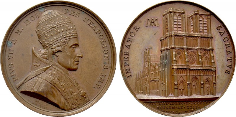 ITALY. Papal. Pius VII (1800-1823). Bronze Medal (1804). By J. P. Droz & L. Jale...