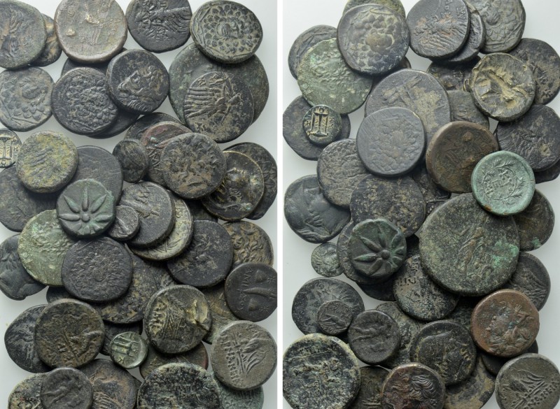 Circa 50 Greek Coins; Mostly Pontos. 

Obv: .
Rev: .

. 

Condition: See ...