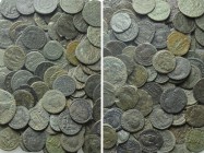 Circa 100 Roman coins.