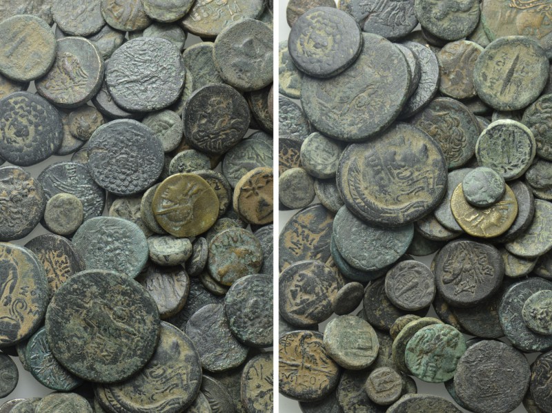 Circa 110 Greek Coins. 

Obv: .
Rev: .

. 

Condition: See picture.

We...