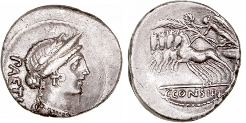 Considia. Denario. AR. Roma. (46 a.C.). A/Cabeza diademada y laureada de Venus a...