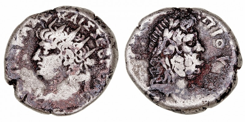 Nerón. Tetradracma. VE. Alejandría. (54-68). A/Busto radiado de Nerón a izq., al...