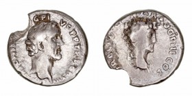 Antonino Pío & Marco Aurelio. Denario. AR. (138-161). A/Busto de Antonino a der., alrededor ley. R/Busto de Marco Aurelio a der., alrededor ley. 3.12g...