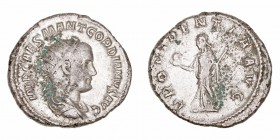 Gordiano III. Antoniniano. AR. (238-244). R/PROVIDENTIA AVG. 4.80g. RIC.4. Restos de verdín. MBC.