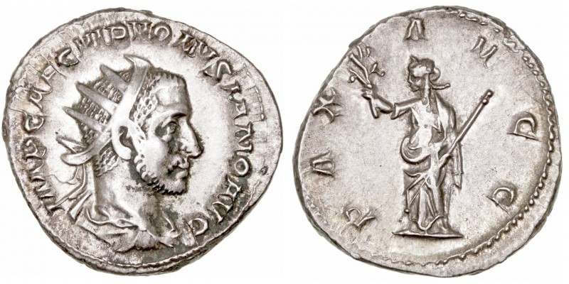 Volusiano. Antoniniano. AR. (251-253). R/PAX AVGG. 4.04g. RIC.179. Suave y bonit...