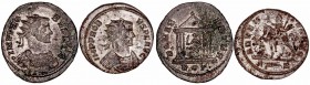 Probo. Antoniniano. VE. (276-282). Lote de 2 monedas. Puntos de verdín y conserva restos de baño de plata. MBC.