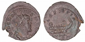 Póstumo. Antoniniano. AE. (260-269). R/LAETITIA AVG. Galera. 3.88g. RIC.73. MBC.