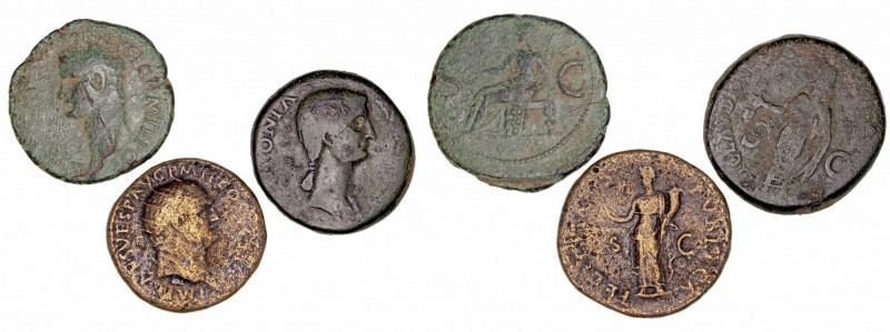 Lotes de Conjunto. Dupondio. AE. Lote de 3 monedas. Antonia, Claudio y Vespasian...