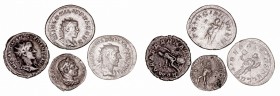 Lotes de Conjunto. AR. Lote de 4 monedas. Caracalla Denario, Gordiano III, Filipo I y II Antoniniano. MBC a BC+.