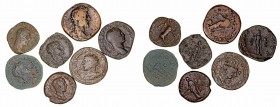 Lotes de Conjunto. Sestercio. AE. Lote de 7 monedas. Cinco de ellas son sestercios y dos greco imperiales. BC+ a BC-.