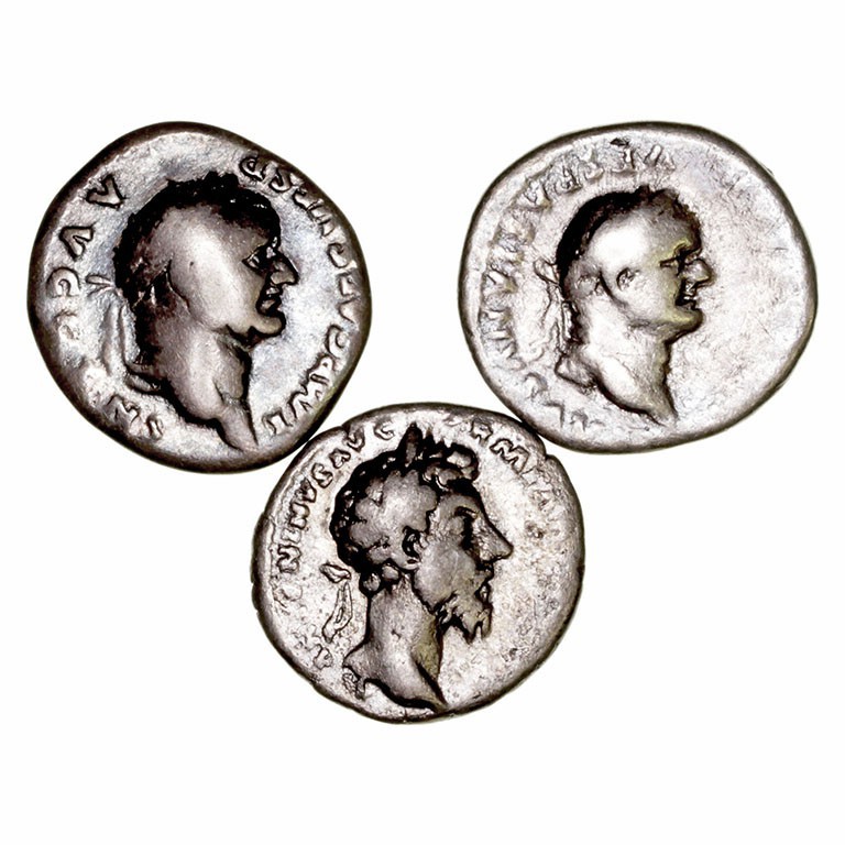 Lotes de Conjunto. Denario. AR. Lote de 3 monedas. Vespasiano (2) y M. Aurelio. ...