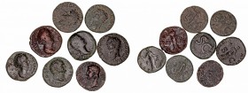 Lotes de Conjunto. As. AE. Lote de 8 monedas. Augusto, Germánico, Claudio, Vespasiano, Faustina. MBC- a BC-.
