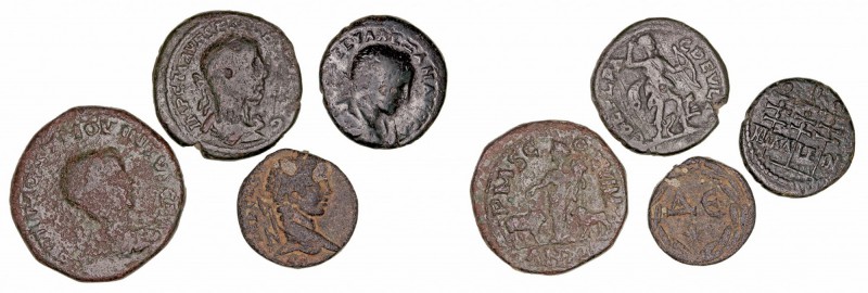 Lotes de Conjunto. AE. Lote de 4 monedas. Greco Imperiales. MBC a BC.