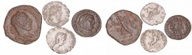 Lotes de Conjunto. AR/AE. Lote de 4 monedas. Trajano Decio Sestercio, Salonina y Póstumo Antoniano, Licinio Follis. MBC a BC.
