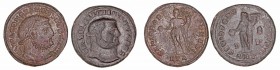 Lotes de Conjunto. Follis. AE. Lote de 2 monedas. Constancio Cloro y Galerio Maximiano. MBC-a BC+.