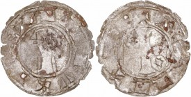 Corona Castellano Leonesa. Alfonso I de Aragón. Dinero. VE. 0.52g. AB.23,4 vte. BC-.
