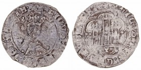 Corona Castellano Leonesa. Enrique IV. Cuartillo. VE. Cuenca. Con estrella a la izq. del busto y con cuenco bajo el castillo. 2.07g. AB.744.5. BC+.