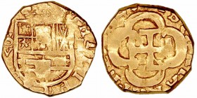 Felipe III. Escudo. AV. Sevilla V. (161)4. 3.37g. Cal.64. Rara. MBC-.