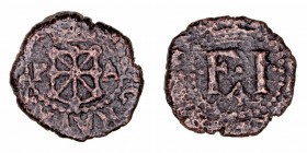 Felipe IV. 4 Cornados. AE. Pamplona. (1641). 1.39g. Cal.1473. BC-.