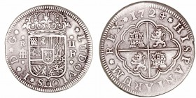 Luis I. 2 Reales. AR. Segovia F. 1724. 5.35g. Cal.41. BC.
