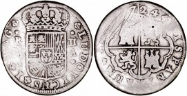 Luis I. 2 Reales. Latón. Madrid A. 1724. Falsa de época. 4.74g. Barrera no cat. Escasa. BC+/BC-.
