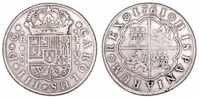 Carlos III. 4 Reales. AR. Sevilla JV. 1761. 13.15g. Cal.1218. MBC-.