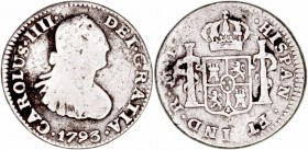 Carlos IV. 1/2 Real. AR. Méjico FM. 1793. 1.54g. Cal.1287. BC.