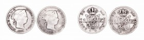Isabel II. Real. AR. Madrid. 1859. Lote de 2 monedas. Cal.421. BC a RC.
