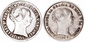 Isabel II. Real. AR. Sevilla. 1855. Lote de 2 monedas. Cal.437. MBC a BC.