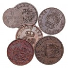 Alemania. AE. Lote de 6 monedas. Pfennig 1810 A, 3 Pfenninge 1854 A, 1867 B, 1870 A y 1871 C, 4 Pfenninge 1856 A. MBC a BC.