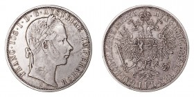 AustriaFrancisco José I. Florín. AR. 1858 A. 12.31g. KM.2219. MBC+.