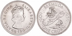 BermudaIsabel II. Corona. AR. 1959. 28.37g. KM.13. EBC+.