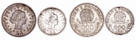 Brasil. AR. 1913. Lote de 2 monedas. 500 y 1000 Reis. MBC+ a MBC-.